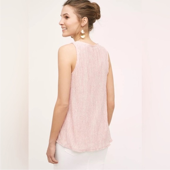 Anthropologie Meadow Rue Pleated Tie Neck Tank Size M - Picture 2 of 7